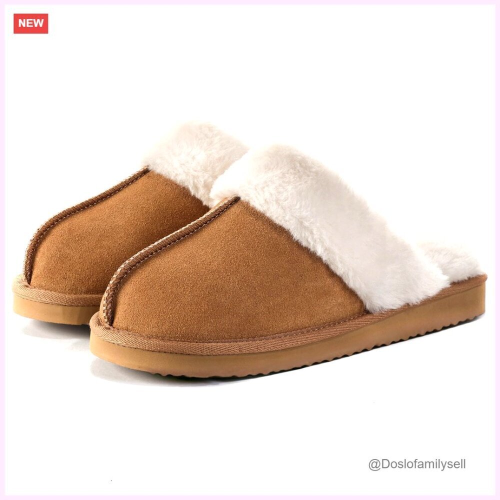 Women's Memory Foam Slippers with Faux Fur Lining Indoor Outdoor Wear
